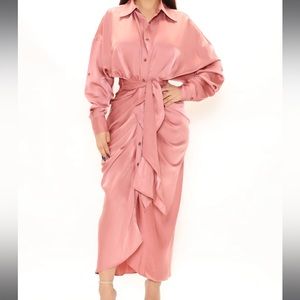 Fashion Nova Mauve Satin Midi Dress
